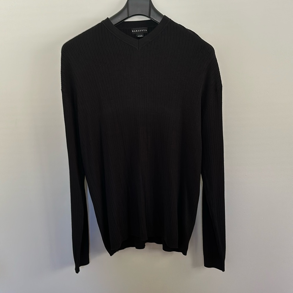 Baracuta Men’s Black V-Neck Long Sleeve Silk/Cotton Sweater Size 4x